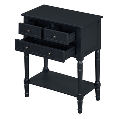 Narrow Console Table, Slim Sofa Table with Three Storage Drawers and Bottom Shelf