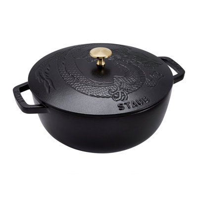 Staub Cast Iron 3.75-qt Essential French Oven with Dragon Lid - Matte Black