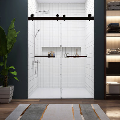 Porte de douche coulissante double sans cadre de 57 à 60 po x H 79 po