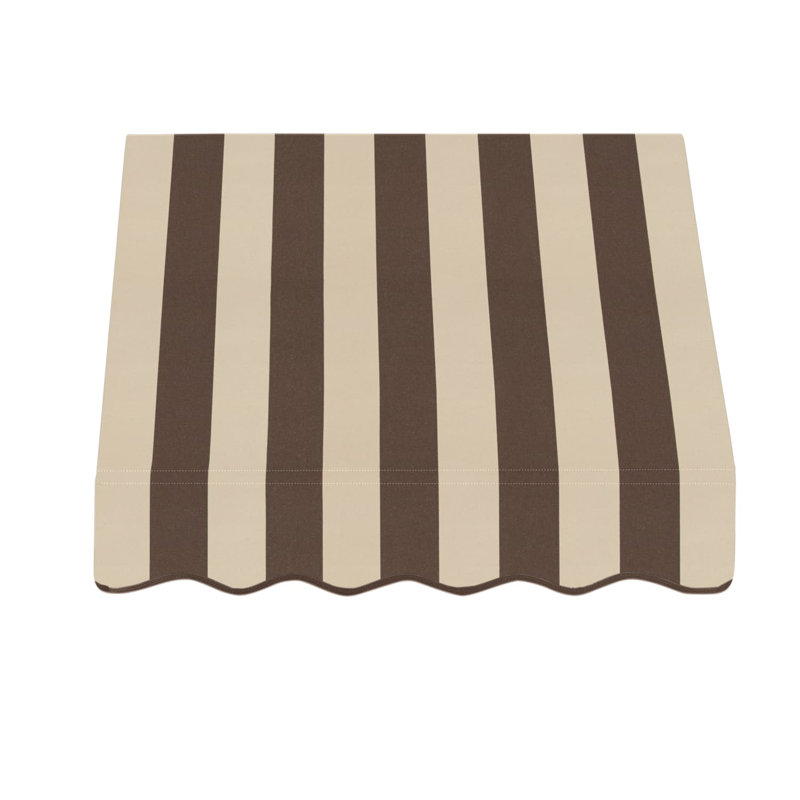 Auvent fixe en tissu acrylique San Francisco Awntech, H 24 po x l 40,5 po x P 36 po, Rayures brun / brun clair
