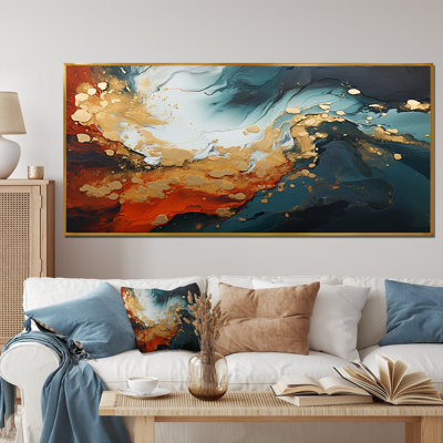 Tempête de marbre bleu et doré IV - art mural abstrait