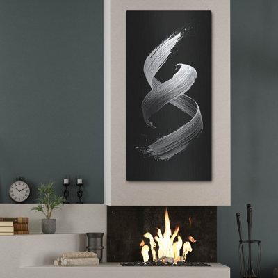 «Black and White Lambada» par Rich Monet, art mural en métal, 24 po x 48 po