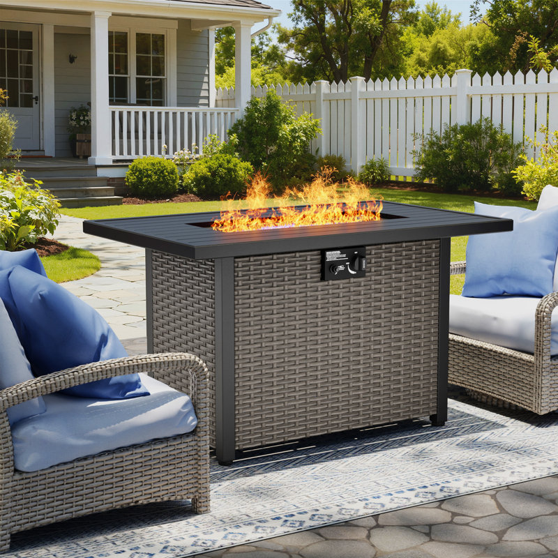 25" H x 27"W Outdoor Fireplace 50000 BTU Propane Gas Fire Pit Table, Gray
