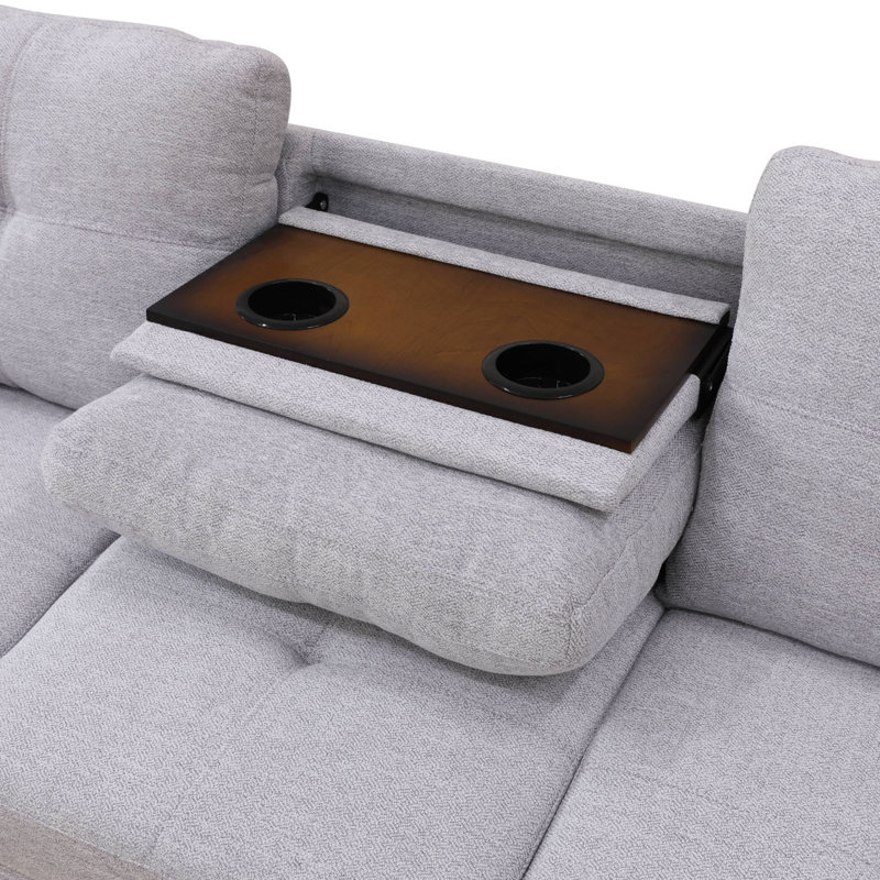 Budapest 97.5'' Wide L Shape Corner Sectional, Right Hand Facing, White Linen Blend