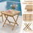 3-Piece Patio Bistro Set Teak Wood Square Coffee Table & Folding Chairs Set of 2