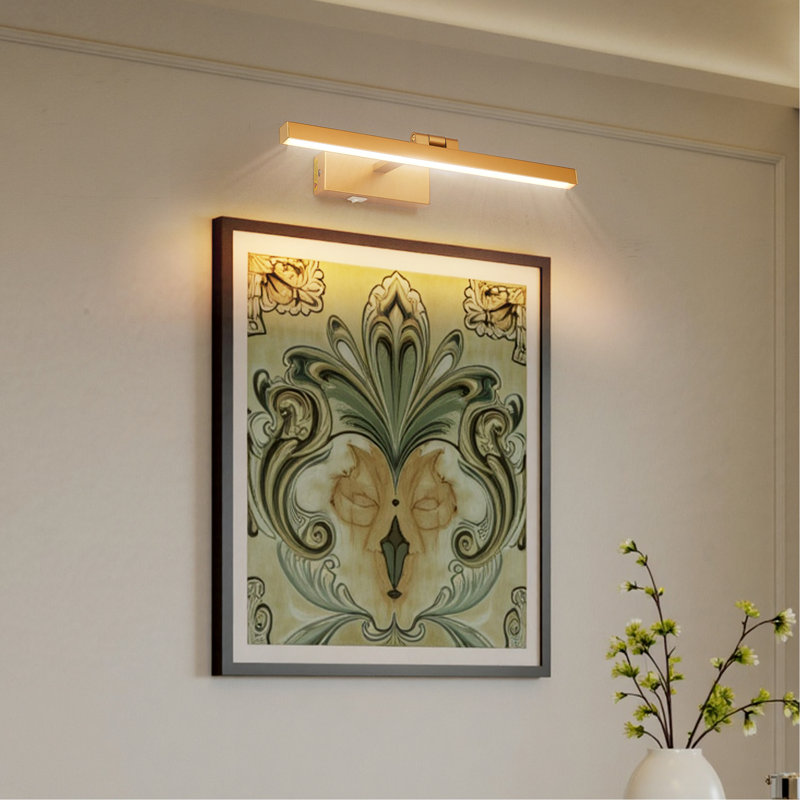Luminaires de salle de bain dorés de 16 po au-dessus d'un miroir moderne à DEL à intensité variable pour éclairage de salle de bain