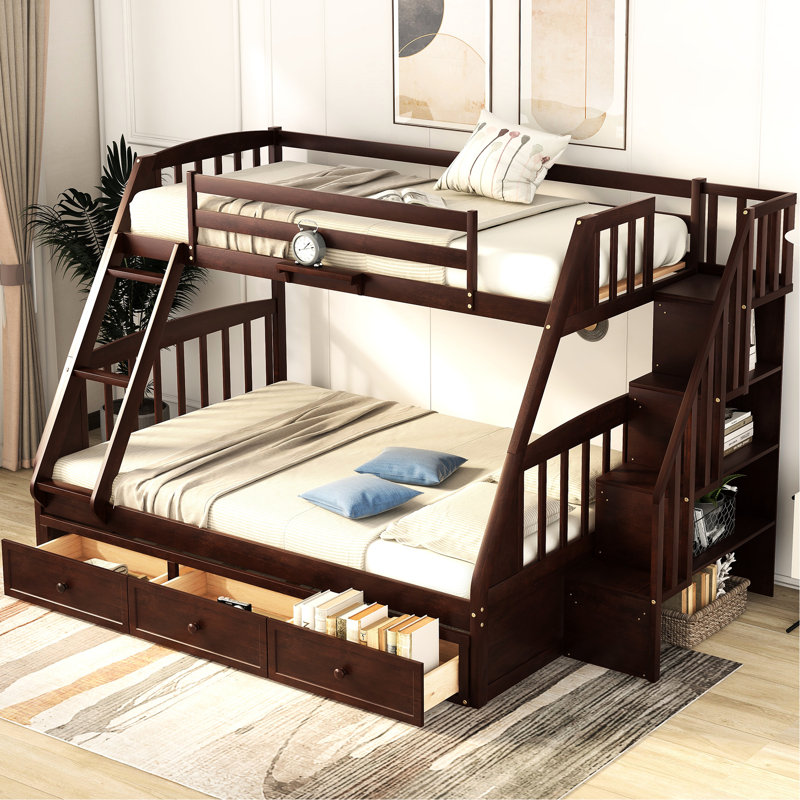 Lit superposé simple avec espace de tiroir - Augmente l'efficacité des tiroirs de rangement et les instructions claires de l'escalier