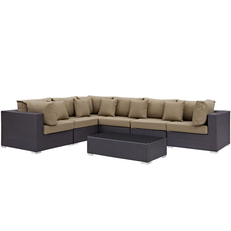 Ensemble modulaire d'extérieur pour terrasse 7 pièces Convene Collection, Moka