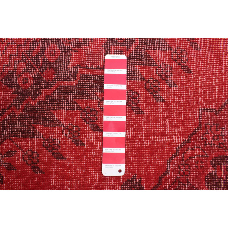 Paulean One-of-a-Kind 4'11" X 11'9" 1990s Wool Area Rug in Dark Red