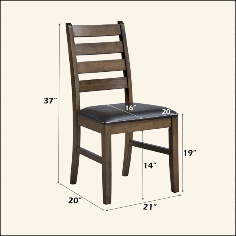 Chaise d'appoint en cuir synthétique brun et noyer (ensemble de 2)