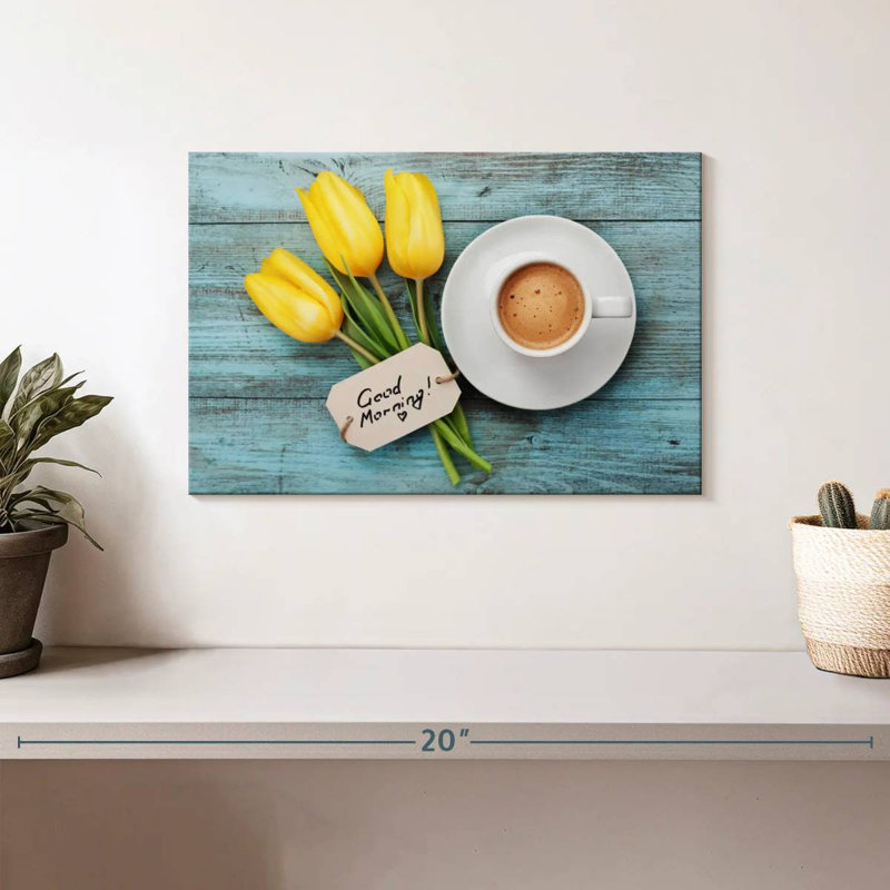 Yarlin, tulipes et café, H 8 po x l 12 po