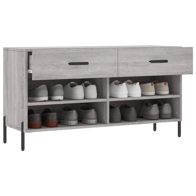 8 Pair Shoe Storage Bench, Grey Sonoma