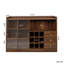 Buffet avec 2 portes coulissantes en verre rayé, armoire de rangement autoportante pour bouteilles, vin, etc.