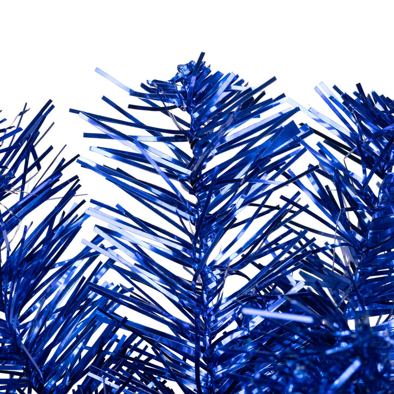 Pre-Lit Artificial Tinsel Christmas Wreath - 24" - Clear Lights, Blue