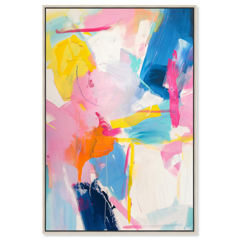 «Sculpted by Color Canvas Modern Color Abstract» par Art Remedy, Cadre argenté, 55" H x 37" W