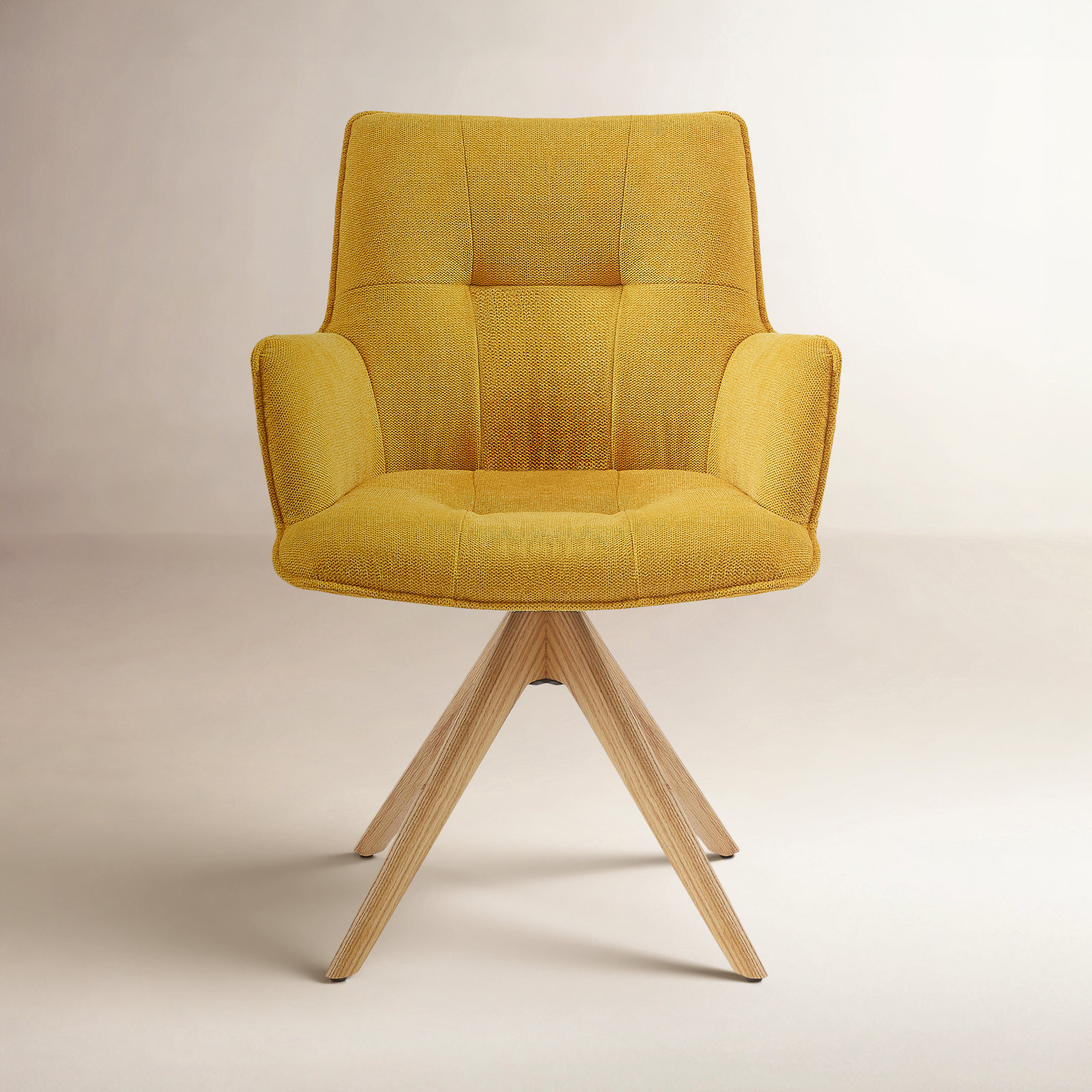 Jadel Fabric Upholstered Swivel Office Chair, Yellow Basketweave