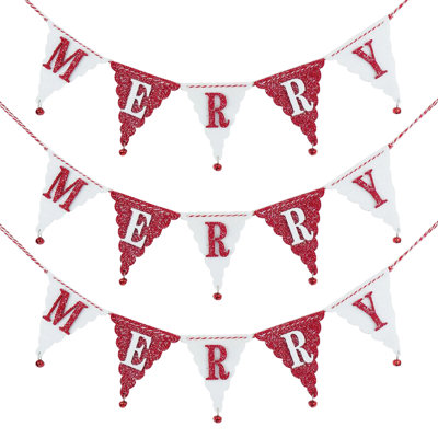 Merry Banner - Set of 3 - 24" - Red