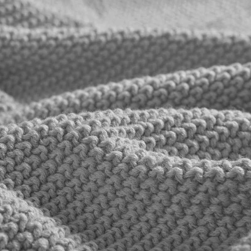 Gray Knitted Acrylic Cozy Machine Washable Throw Blanket