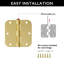 Door Hinge In Satin Brass, 3.5-Inch, 5/8-Inch Radius, 9-Pack-98450059