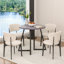 Petite table de salle à manger ronde 35,43 po pour 2 personnes - table de cuisine moderne Mid-Century, table de petit-déjeuner, table bistro, table en bois aggloméré d'intérieur et d'extérieur avec structure en métal, table de salle à manger rustique moderne
