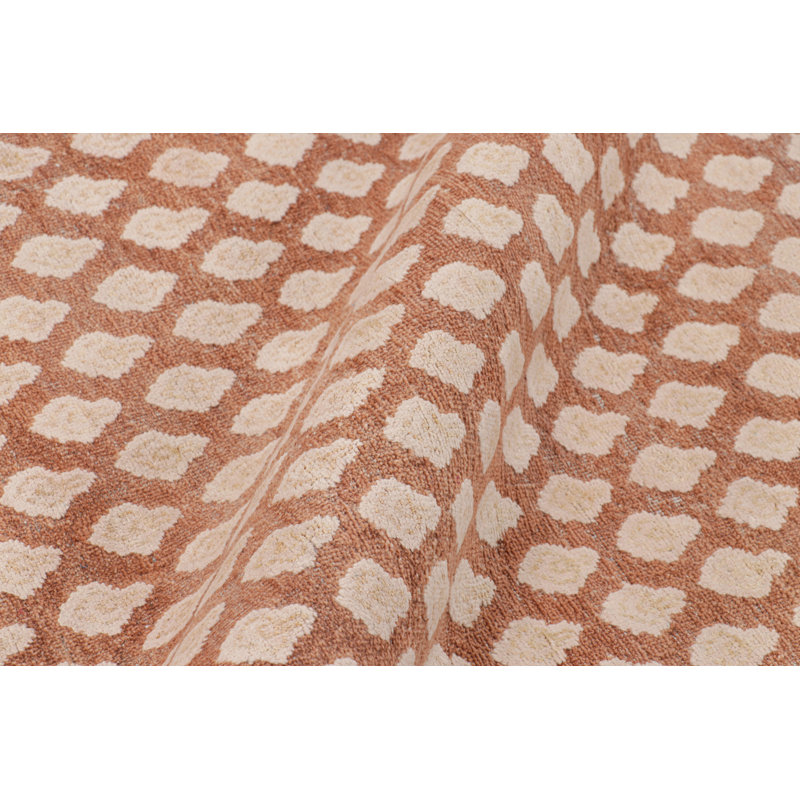 Rug & Kilim’S Modern Block Print Rug In Pink With Cream Floral Pattern