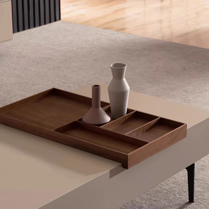 Table basse minimaliste de conception moderne, H 14,96 po x L 55,11 po x l 27,55 po, Gris clair, Brun / Gris clair