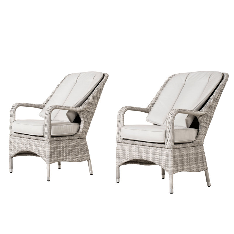 Outdoor Patio Dining Side Chair with Cushion, White