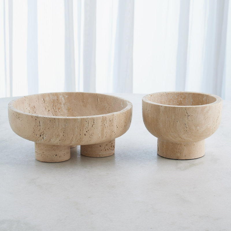 Priory Low Bowl-Travertine