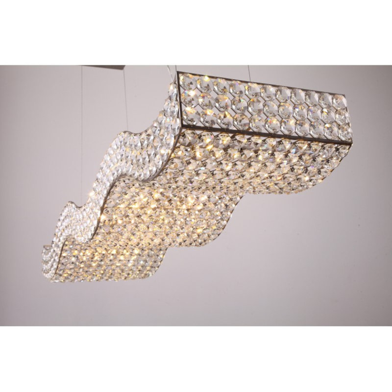 Lustre suspendu rectangulaire à 18 lumières Joktan, Or, Transparent, L 48 po x l 14 po x P 4 po