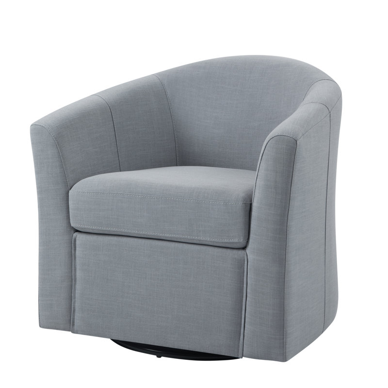 Aunna Upholstered Swivel Barrel Chair, Light Gray Linen Blend