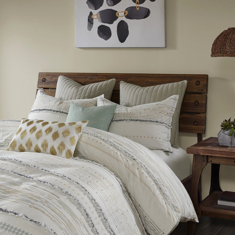 Housse de couette pour lit double / grand en coton avec rayures imprimées