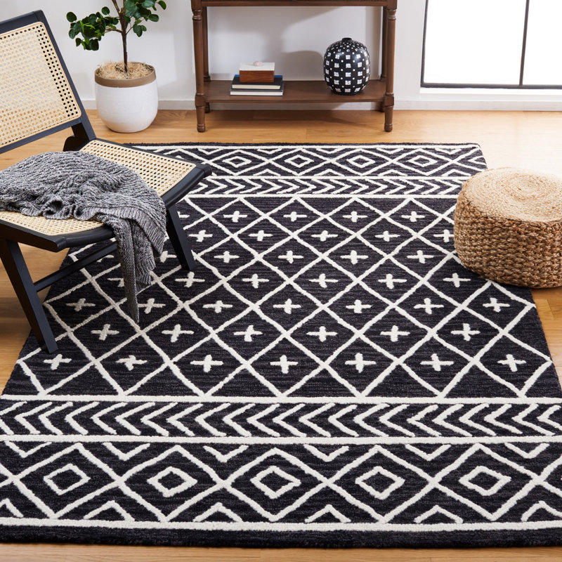 Anbar Hand Tufted Wool And Cotton With Latex Southwestern Rug, Rectangle 8' x 10'