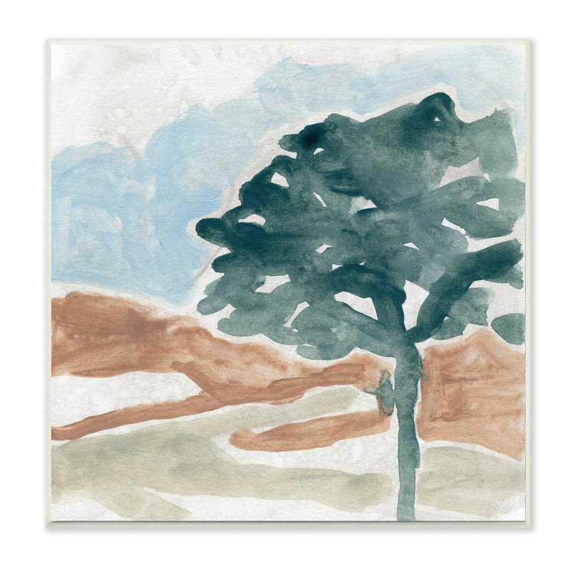 Arbre en forme de paysage abstrait de montagnes, H 12 po x l 12 po x P 0,5 po, Bois naturel