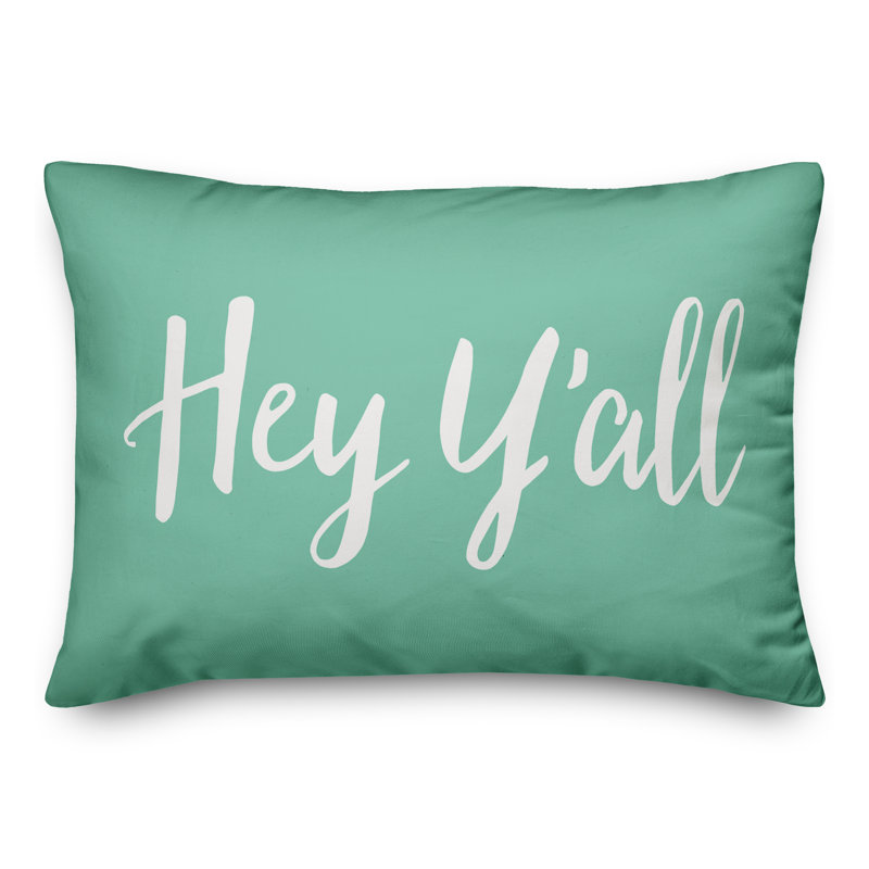  Hey Y'all Bold Indoor/Outdoor Lumbar Pillow, Mint Green