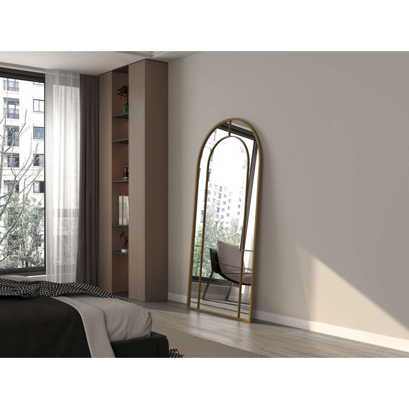 Elegant Gold Cheval Mirror, 35.4 x 70.9 Inches | 100% Metal Design, Wall-Mountable | Modern Glam Geometric Style for Dressing Rooms & Bedrooms, Perfect for Reflecting Light and Enhancing Space