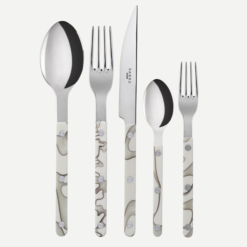 Bistrot Dune 5 - Piece Stainless Steel Flatware Set - Service for 1, Black