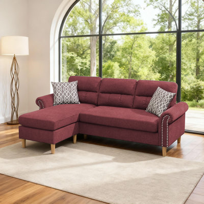 Reversible 2-piece Sectional Sofa With Chaise & Velvet Upholstery