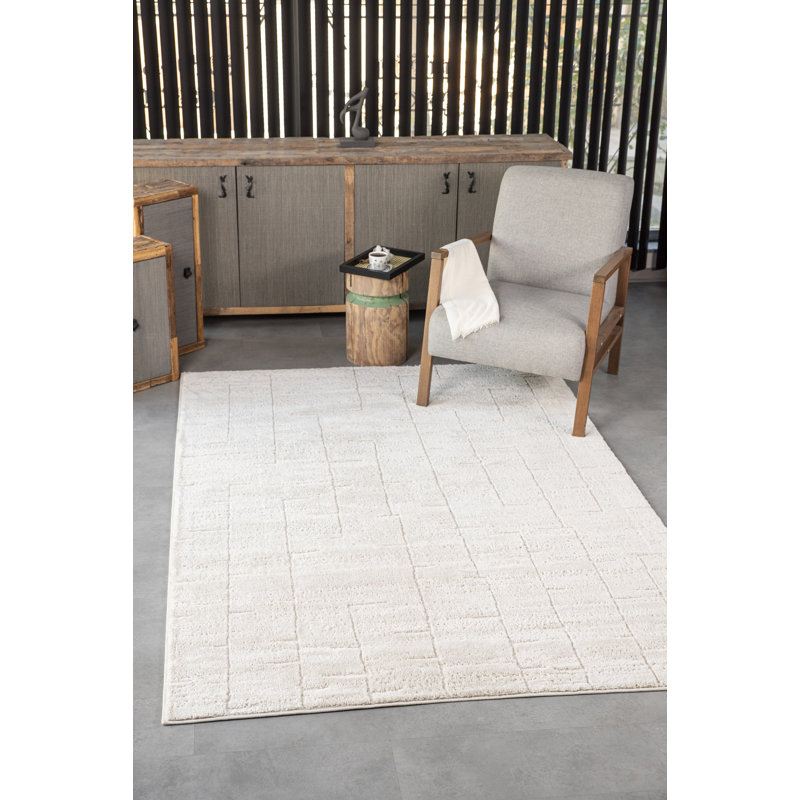 Tapis crème à motif abstrait transitionnel de la collection Leonetti, Rectangulaire 2 pi x 3 pi