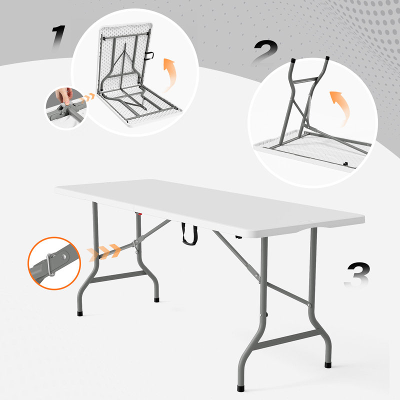6 FT. Patio Plastic Portable Folding Table, White