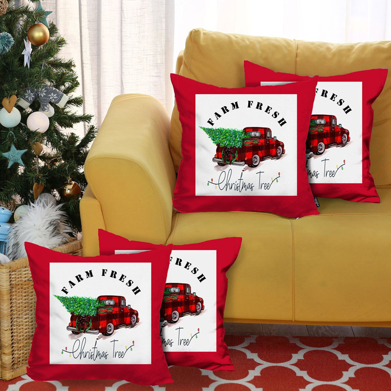 Ensemble de 4 housses de coussins de Noël à carreaux Buffalo