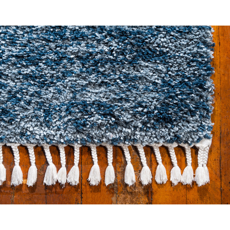 Tapis bleu à rayures Mitzy, Rectangle 2 pi 2 po x 3 pi 1 po