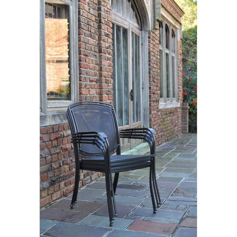 Henley 7-Piece Black Wrought Iron Mesh Outdoor Dining Set