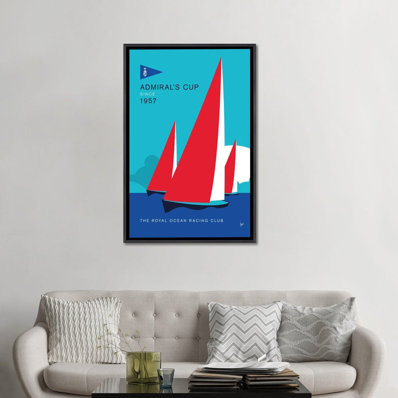 1957 - Admirals Cup - reproduction d'art murale - toile encadrée, 48 po x 32 po, Toile avec cadre, Noir patiné