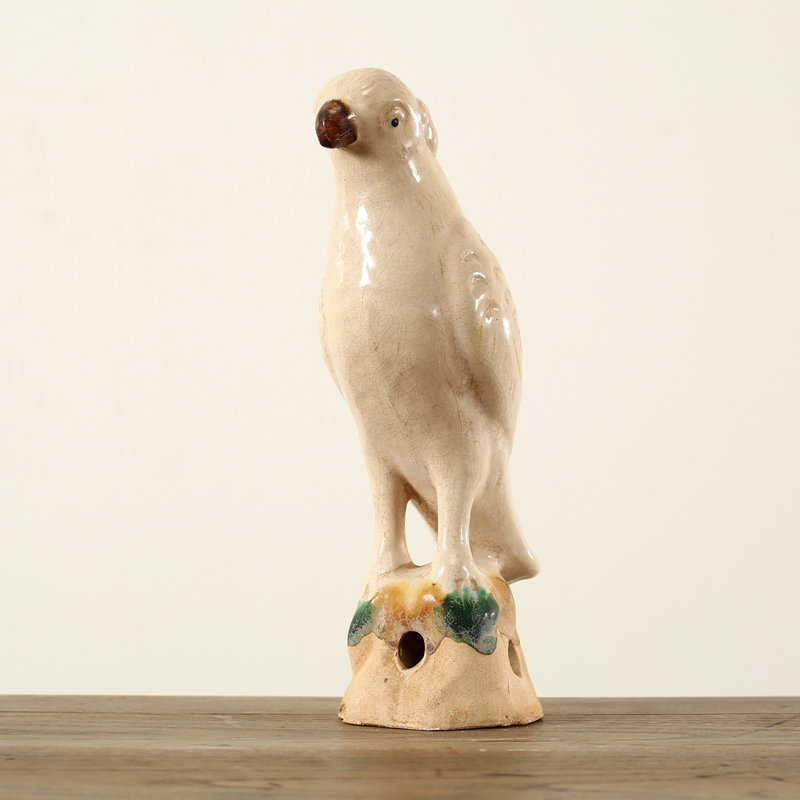 Approx. 10 Inches High Creamy White Glazed Parrot Medium, 10" H x 5" W x 3" D