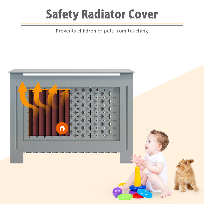 Rialto Medium Radiator Cover, 81.5cm H x 112cm W x 19cm D, Grey