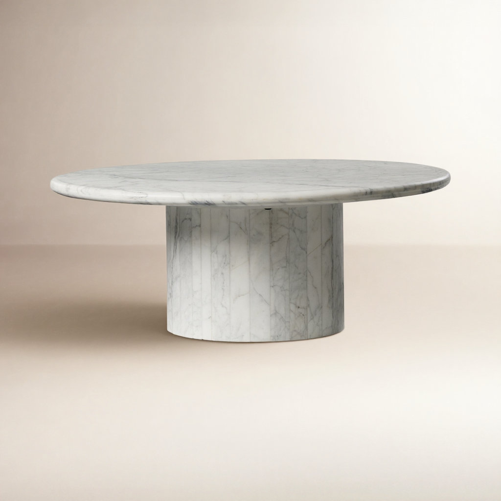 Brennan Genuine Marble Coffee Table, 15.5" H x 40.75" L x 34" W