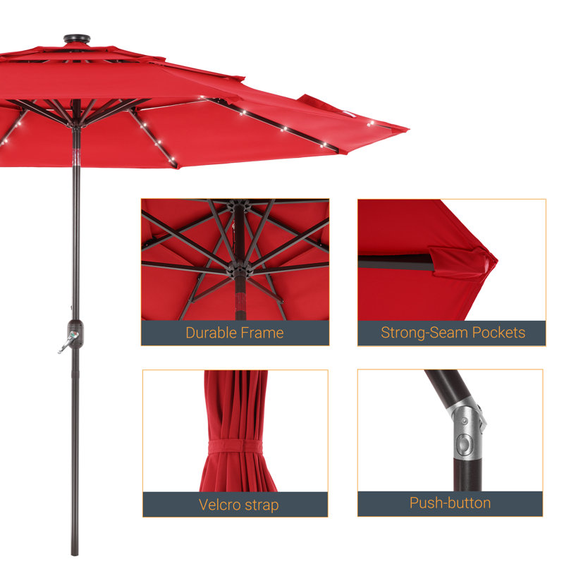 Parasol de marché lumineux 120,1 po Rudalph, Rouge piment