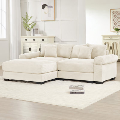 Compression Modern Sectionals, 92in Corduroy Modular L Shape Sofa