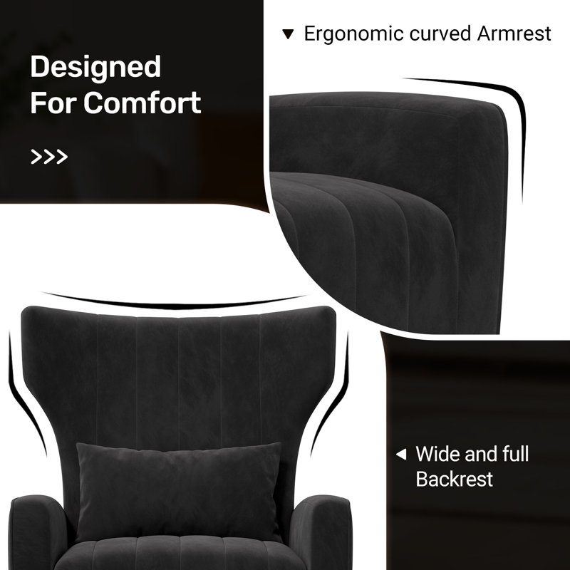 Velvet Accent Chair, Black