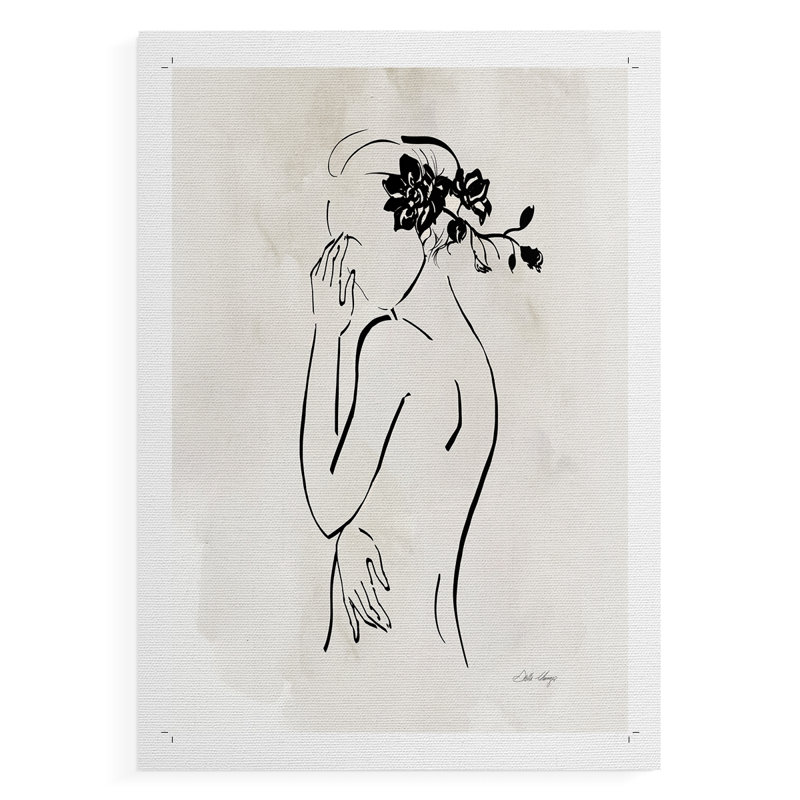 Dessin au trait romantique II - impression sur toile seulement - non encadrée, H 27 po x l 18 po
